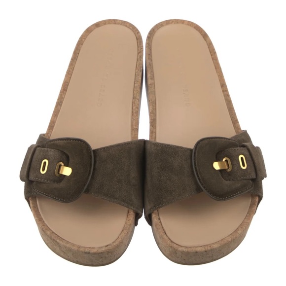 Veronica Beard Suede Slide Sandals, Olive/Brown - Picture 5 of 5